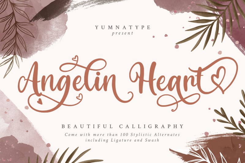 https://yumnatype.com/collection/font/angelin-heart/ Wedding Script Font